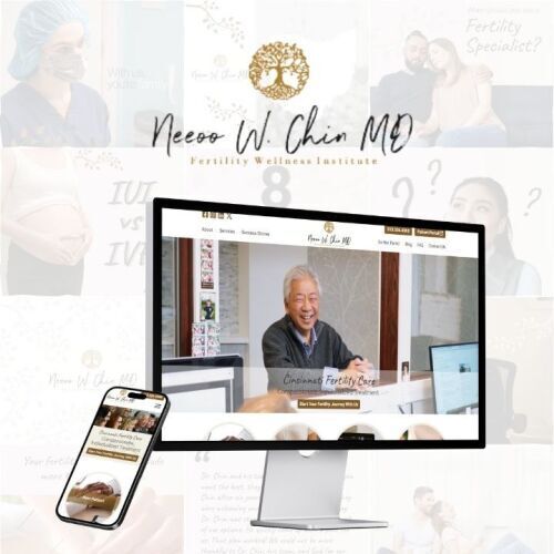 Chin Fertility Wellness Institute website on phone and computer screen with logo